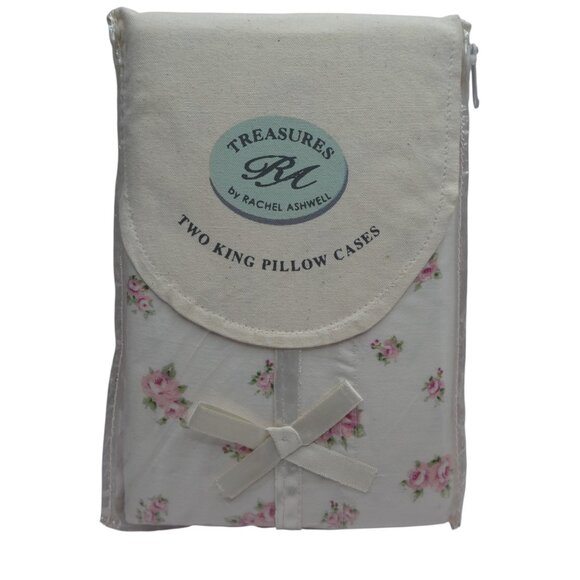 Vintage Rachel Ashwell Treasures Shabby Chic Rosebud 2 King Pillow Cases NWT - Picture 1 of 6